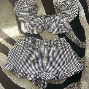 Wild Fable Black and White Gingham High Waist Shorts